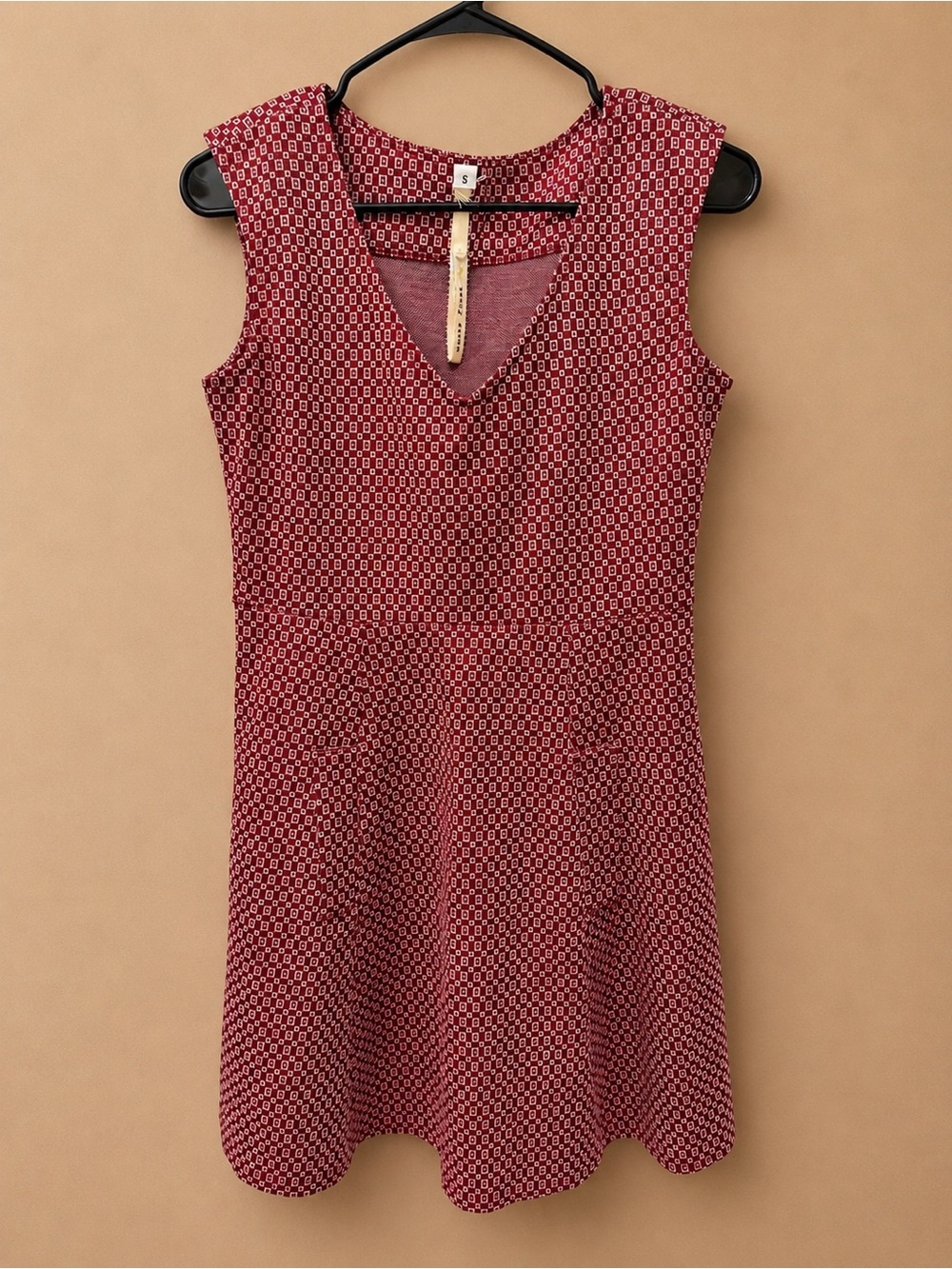Uncle Frank Burgundy Printed V-Neck Midi Dress